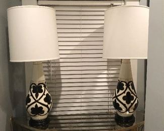 Large black and white lamps