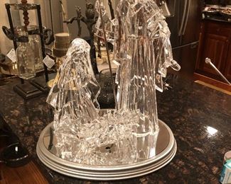 Lucite electric Mary Joseph and baby Jesus centerpiece. Lights up