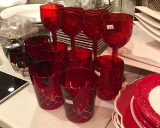 Red glass barware