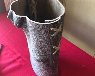 14" Wood bark vase signed H & G there are 4 different sizes of these vases great for a grouping