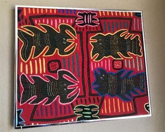 Huichol Art Yarn Painting 16"W x 13.75"H. 