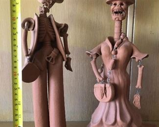 Dia del muerto clay figurines. 15" H