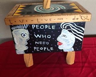 Decorative piece depicting People who need people Called "BIG LOVE" Box 1988 R. E. Kooyman in Michigan