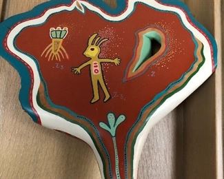 Golya Stork "Huichol Peyote Visions" 1982 hand painted and signed staff 