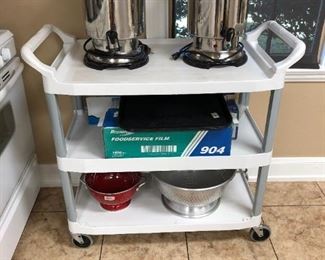 Serving cart, West Bend commercial coffee makers