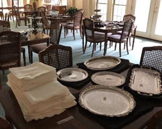 Silver plate trays, lots of napkins