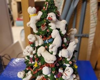 Adorable Danbury Mint Bichon Frise Christmas Tree lighted