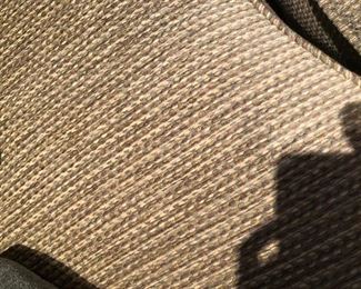 $700.   Custom chair + 1/2 and ottoman.  Robert Allen fabric.  Chair: 35H x 54W x 46D.  Ottoman: 16H x 44W x 30D.  ($4000 when new)  