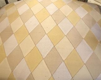 $700 each.   Scalamandre silk custom chairs.  34H x 24W x 23D.  Seat is 15H x 17D.  Note that these chairs are a lower height than usual.  ($4200 each when new)