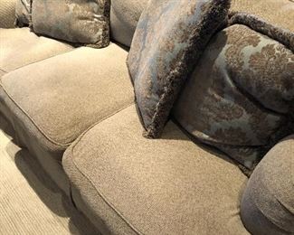 $1000.   Custom made sofa, chair, and ottoman.   Sofa: 31H x 88W x 44D.   Chair: 36H x 37W x 42D.  Ottoman: 15H x 26W x 20D.  Includes all cushions & pillows.   Pick up by November 12 in Seven Meadows in Katy. 