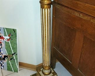 Vintage antiqued gold plant stand pedestal