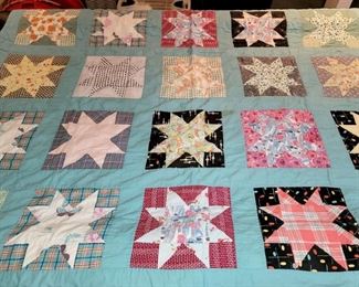 Vintage hand made quilted star quilt