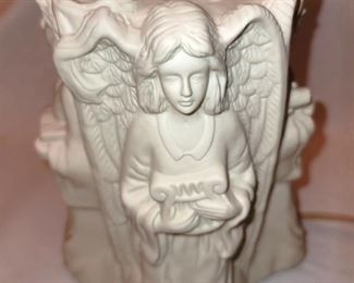 Bisque porcelain angel lamp