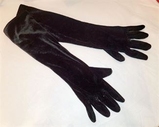 Vintage velvet evening gloves