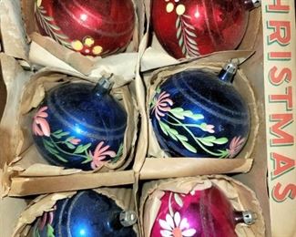 Vintage hand-painted blown glass ornaments