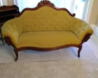 13. $40. Antique Velvet Victorian Setee (Price reduced - needs some leg repair and a couple of stains)