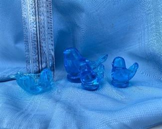 4 glass blue birds $12.00