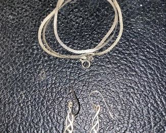 Sterling Silver Earrings and Necklace $10.00