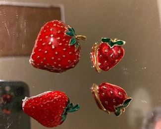 2 Strawberry Pins and earings $6.00