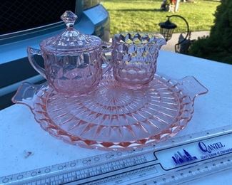 3 Pink Glass Set $15.00