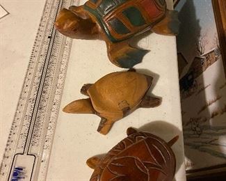 Three Wood Turtles, 2 Are Trinket Boxes $15.00