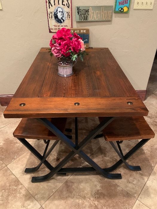 Wood and iron kitchen table