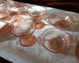 PINK DEPRESSION GLASS-LOTS AND LOTS