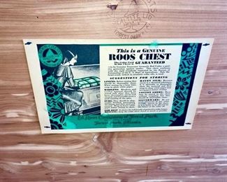 Genuine Roos Cedar Chest label