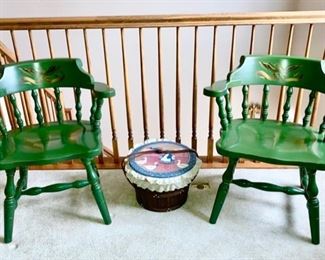 Vintage painted chairs w/ eagle decor