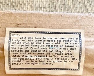 Original Oil Painting of "VENICE" by Zoli