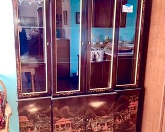 1980's Oriental style china cabinet, very good condition!