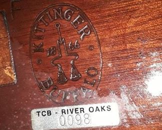 Stamped underneath "Kittinger Buffalo"( located in Buffalo, New York ) commissioned by Texas Commetce Bank "TCB" as their decor item and then ended up in antique shop in Houston and purchased by current owner!