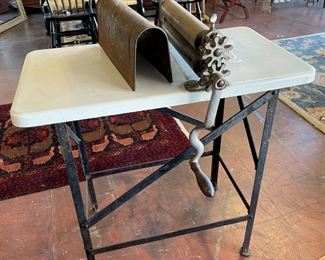 Kentucky Antique!! Beaten Biscuit Machine, $325 - enamel table