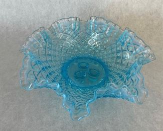 Aqua Blue Hobnail Centerpiece, $50 - Three Candle Holes