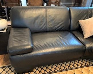 Detail of Fine black leather sectional by W. Schillig Germany. Details and pricing will be available on November 19th after 6 p.m. at https://shop.mlestatesales.com