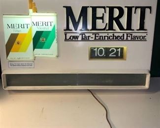 Vintage Merit Cigarettes Light/Clock Works Location Basement BR