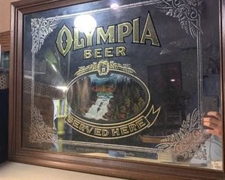 Vintage Olympia Beer Mirror Location Basement BR