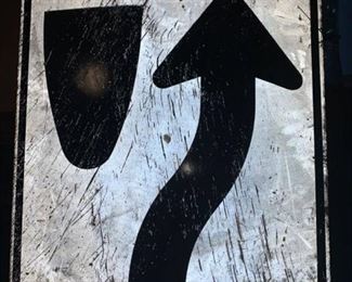 Metal Keep Right of Median Sign Location Basement BR