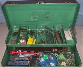 Vintage Watertite Union Tackle Box Full of Fishing Supplies Location Garage Shelf B