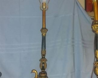 Vintage Swan Lamp With Two Brightness Levels Marble Base Tested And Working