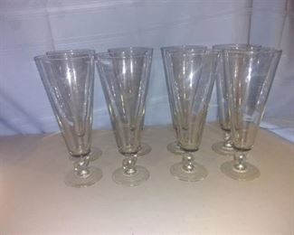 Lot Of 8 Vintage Stemmed Football Glasses