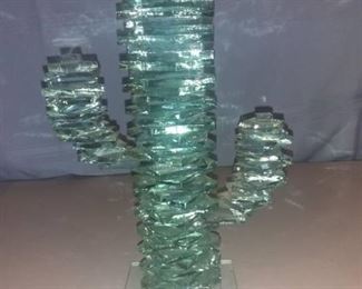 Vintage Green Stacked Glass Cactus