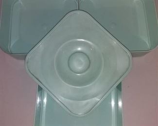 Vintage Seafoam Green Three Tiered Container