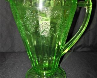 Uranium Glass, Green Depression Glass Pitcher