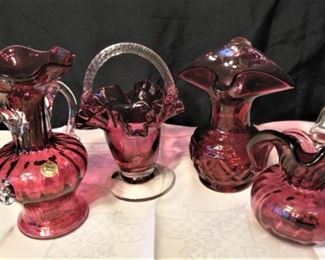  Cranberry Hand Blown Rossi Glass