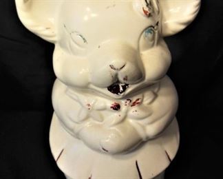 Vintage 1940's American Bisque "Turnabout Bear" Cookie Jar with Double Face