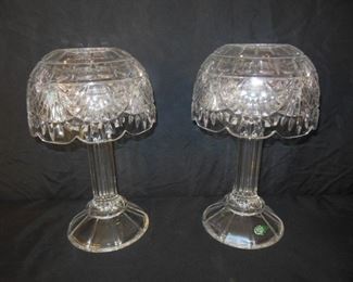 Shannon Crystal Designs Of Ireland Covered Pillar Candle Holders 24% Lead made in Slovakia 12 inches tall