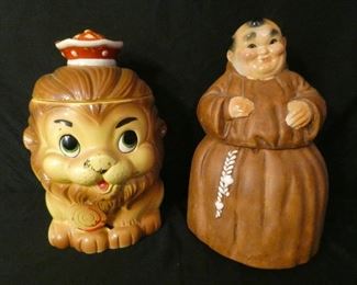  Vintage Lion with Lolly Pop Cookie Jar Marked Japan
& Vintage Friar Monk Cookie Jar by Twin Winton