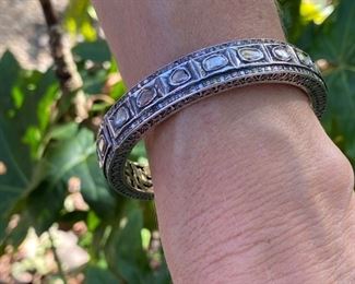 12. Mughal India sterling and 18 kt rose cut diamond bracelet inside 2 1/4 inches. $1150
