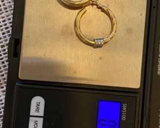 22/ 14kt gold hoops 0.098 oz or 2.74 grams	$150	